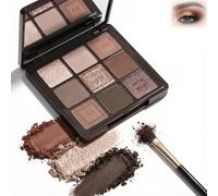 Cool Toned 9-Colour Eyeshadow Palette - Matte Shimmer Glitter in Grey Pink Brown, Highly Pigmented Waterproof Smokey Nude Eye Makeup, Long Lasting Neutral Shadow Gift for Women