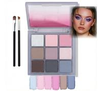 Cool-Toned Eyeshadow Palette, 9 Matt and Shimmer Shades with 2 Brushes | Silver, pink, taupe, mauve, brown, charcoal grey and muted blue, for soft daily looks or deeper smoky evening eye make-up