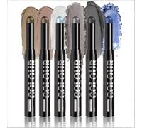 Cool-Toned Metallic Shimmer Eyeshadow Stick Set of 6, Cream Eye Makeup Pencils with Silver Blue and Green Shades, Smooth Blendable Texture for Creative Eye Looks