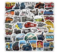 Cool Train Stickers for Laptop Water Bottle Hydro Flask Phone Bike Motorcycle Luggage Skateboard Car Bumper, Aesthetic Railway Travel Decals 60Pcs