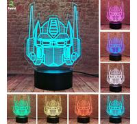 Cool Transformers Bots Optimus Prime Action Figure Autobots 3D Knight Trans Figure 16 Color Change Led Night Light Decor Fans Man Boys Kids Teen