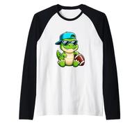 Cool TRex American Football Player Cartoon Design Raglan Baseball Tee
