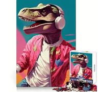 Cool TRex Listen To Music Puzzles for Adults 1000 Piece Cognitive Boost, Fade Resist, Family Bond, Birthday Present (50x75cm)