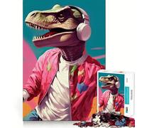 Cool TRex Listen To Music Puzzles for Adults 1000 Piece Cognitive Boost, Fade Resist, Family Bond, Birthday Present (50x75cm)