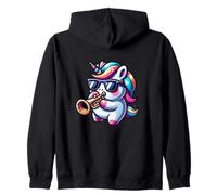 Cool Trumpet Playing Unicorn Melody Vibes Zip Hoodie