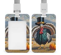 Cool Turkey Id Badge Holder with Lanyard, Clear Vertical Card Protector Waterproof, Breakaway Safety Neck Strap, Heavy Duty Name Tag Holder for Nurse Teacher Officer Staff Women Men