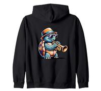Cool Turtle Jazz Musician With Trumpet Zip Hoodie