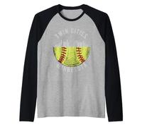 Cool Twin Cities Minnesota MN Softball Skyline St. Paul-MPLS Raglan Baseball Tee