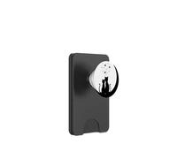 Cool Two Black Cat Looking at Stars on Crescent Moon PopSockets PopWallet for MagSafe
