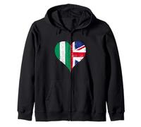 Cool UK Nigeria Flag and Union Jack A Proud British Nigerian Zip Hoodie