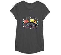 Cool Uncle Club Retro Mustache Stars Family Pride T-Shirt, Girls, Dark Heather Grey, Large