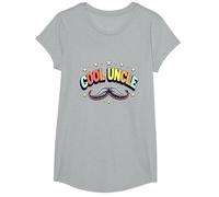 Cool Uncle Club Retro Mustache Stars Family Pride T-Shirt, Girls, Heather Grey, XS