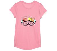 Cool Uncle Club Retro Mustache Stars Family Pride T-Shirt, Girls, Pink, Medium