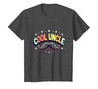 Cool Uncle Club Retro Mustache Stars Family Pride T-Shirt, Kids, Dark Heather Grey, 4 Years