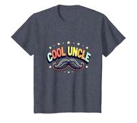 Cool Uncle Club Retro Mustache Stars Family Pride T-Shirt, Kids, Heather Blue, 6 Years