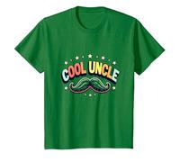 Cool Uncle Club Retro Mustache Stars Family Pride T-Shirt, Kids, Kelly Green, 2 Years