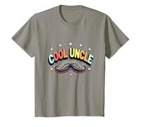 Cool Uncle Club Retro Mustache Stars Family Pride T-Shirt, Kids, Slate, 3 Years
