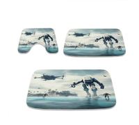 Cool Universe Wars Bathroom Bathtubs Fabric Bath Rugs and Mats Sets 3 Piece Memory Foam Bath Mat Velvet Toilet Lid Cover U-Shaped Contour Shower Mat Washable Non Slip Absorbent