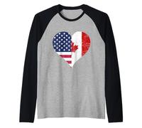 Cool USA Canada Flag A Proud Canadian American on Canada Day Raglan Baseball Tee