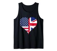 Cool USA UK Flag for Proud British American Independence Day Tank Top