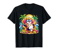 Cool Vacation Penguin King On Tropical Beach Throne T-Shirt