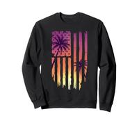 Cool Vacation Summer, Retro Sunset Palm Tree Sweatshirt