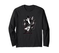 Cool Vampire with Electric Guitar and Rock'n'Roll Hair Long Sleeve T-Shirt