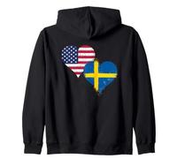 Cool Vintage Sweden USA Flag for Proud Swedish American Zip Hoodie