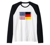 Cool Vintage USA Germany Flag Proud German Americans Pride Raglan Baseball Tee