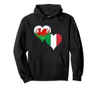 Cool Vintage Wales Italy Flag for Proud Welsh Italian Roots Pullover Hoodie