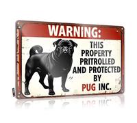 Cool Wall Art Retro Decor Wall Art - Warning: Protected By Pug Inc. Accessories Fun Retro Style Decoration For Saloon Bar(20X30CM)