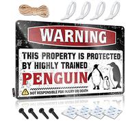 Cool Wall Art Unique Print Wedding Warning This Property Is Protected By A Highly Trained Penguin - Vintage Wall Decor For Cottage(30X40CM)