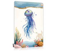 Cool Wall Decor Decor For Bedroom Wall Art - Colorful Jellyfish And Sea Turtles In An Underwater Paradise Haves Distressed Retro Style Decoration For Campers(20X30CM)