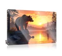 Cool Wall Decor, Decor Funny Accessories Wall Decor, Indie Rustic Metal Tin Sign For Man Cave | Gate Holiday Gift Custom A Bear Stands On A Rock By A Serene Lake As The Sun Sets(20X30CM)