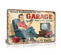 Cool Wall Decor Sl asement Decor Home Decor - What Happens In The Garage Stays In The Garage: A Fun Cartoon Sce Decor Rustic Style Artwork For Beach(30X40CM)