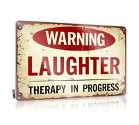 Cool Wall Decor Tinsign Ready To Hang - Warning: Laughter Therapy In Progress. Gift For Biker For Farm(30X40CM)