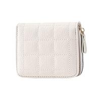 Cool Wallets for Guys Lattice Solid Color Women Zipper Purse Multiple Card Slots Clutch Bag Phone Bag (Beige, One Size)