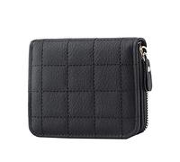 Cool Wallets for Guys Lattice Solid Color Women Zipper Purse Multiple Card Slots Clutch Bag Phone Bag (Black, One Size)