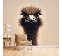 Cool Wallpaper Light Africa Ostrich, Tapete 3D Funny Animaltv Background Wall Quick Home Refresh Realistic 3D Look Safe for Kids Room 450X315Cm