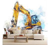 Cool Wallpaper Light Excavator, Mural 3D Modern Excavator 150x105cm Mechanical Equipment Gothic Mural Wallpaper Quick DIY Creative Poster Modern Photomurals Giant Backdrop Bedroom Living Room