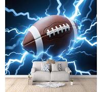 Cool Wallpaper Light Football, Jazzy Wallpaper Blue Lightningliving Room Wall Paper Budget-Friendly Upgrade Transform Your Room Moisture-Resistant 300X256Cm