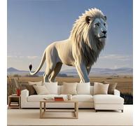 Cool Wallpaper Light Lion, Mural 3D Modern Lion 150x105cm Animal Retro Series Gothic Mural Wallpaper Quick DIY Creative Poster Modern Photomurals Giant Backdrop Bedroom Living Room Kids Room
