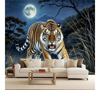 Cool Wallpaper Light Tiger, Mural 3D Modern Tiger 150x105cm Animal Retro Gothic Mural Wallpaper Quick DIY Creative Poster Modern Photomurals Giant Backdrop Bedroom Living Room Kids Room