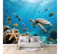 Cool Wallpaper Light Undersea Aquarium, Gothic Bedroom Wall Paper Coral Tropical Fishes Sea Turtle Living Room Wall Paper No Mess No Fuss Transform Your Room Safe for Kids Room 500X280Cm