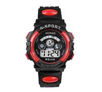 Cool Watches for Boys Alarm Watch Boy LED Children Red Quartz Kid's Watch (Red, One Size)
