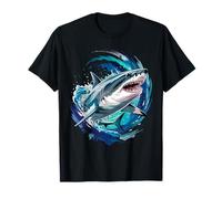 Cool Watercolor Great White Shark Open Jaw T-Shirt