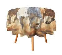 Cool Watercolor Wildlife Horses Table Cloths Round 70 Inch Tablecloths,Rustic Oil Painting African Wild Desert Ethnic Tribe Tablecloths Washable Table Cover
