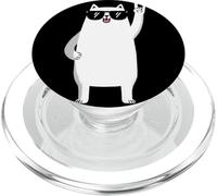 Cool White Cat Rock On Funny Cat Lover Graphic Sunglasses PopSockets PopGrip for MagSafe