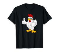 Cool White Chicken Rooster with Sunglasses Thumbs Up Animal Value Graphic T-Shirt