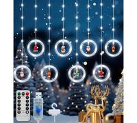 (Cool White) Christmas Window Lights, LED Curtain String Lights for Indoor with Remote, 8 Modes, USB Powered,Xmas Fairy Lights for Party,Bedroom Decorations